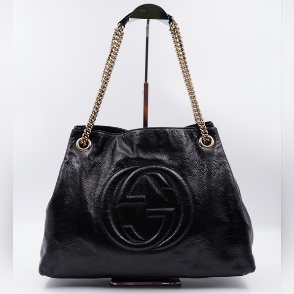 AV16❤️ GUCCI Patent Soho Chain Shoulder Bag - Picture 1 of 13